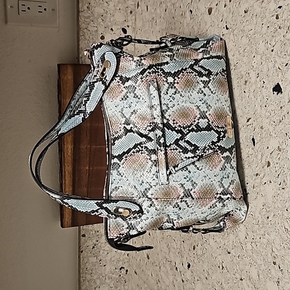 Large blue snake skin Jessica Simpson satchel - Picture 4 of 8